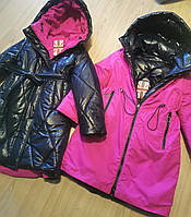 Двухстороннее демисезонное пальто для девочки Дуэт Размеры 32 (122- 128)
