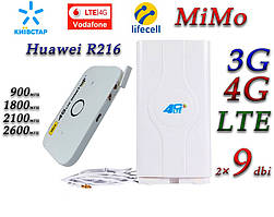 Комплект 4G+LTE+3G WiFi Роутер Huawei R216+ Київстар, Vodafone, Lifecell з антеною MIMO 2×9dbi