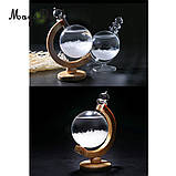 Барометр Штормгласс RESTEQ глобус великий, крапля Storm glass на скляній підставці, фото 6