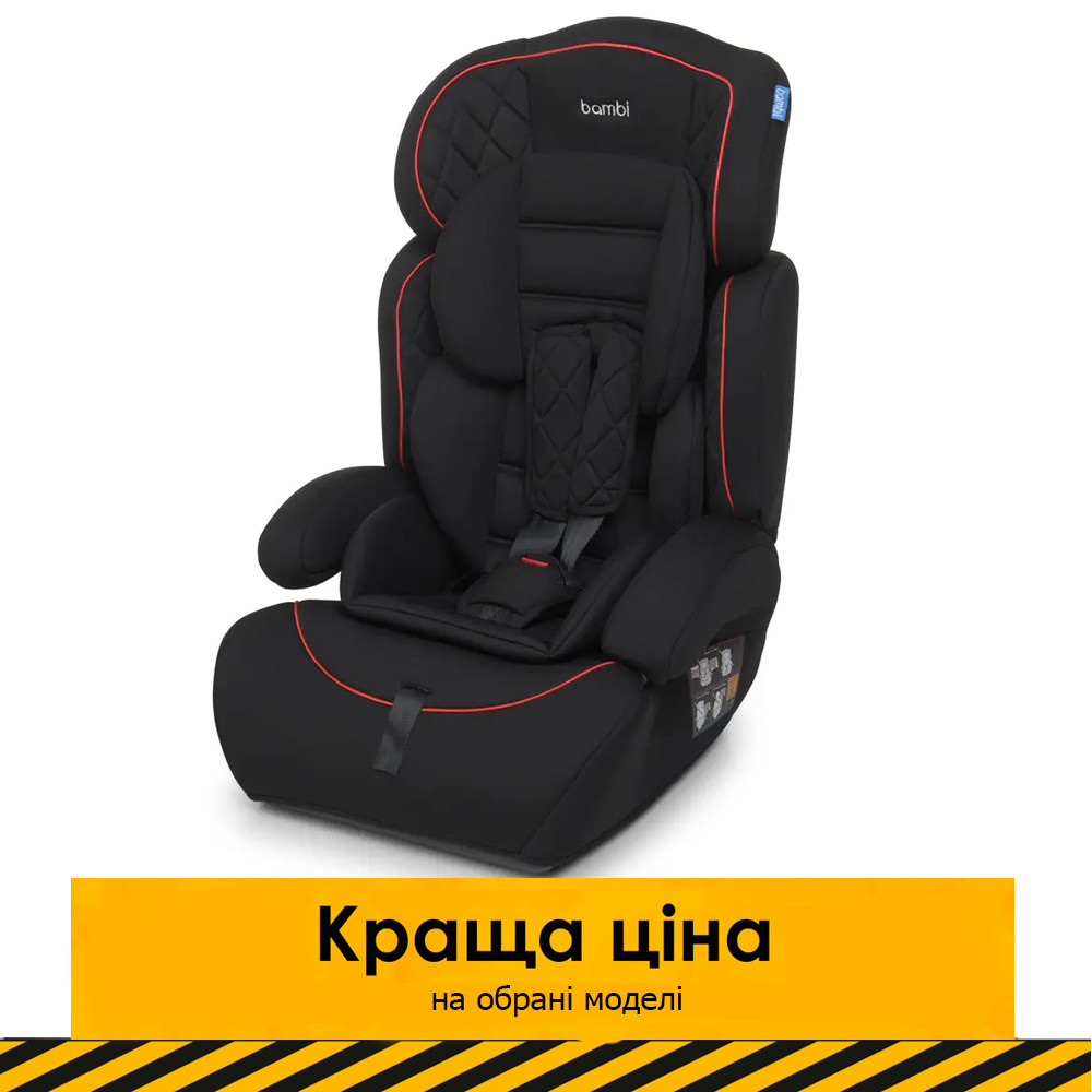 Дитяче автокрісло + бустер (група 1-2-3, 9-36кг) Bambi M 3546 Black Чорний