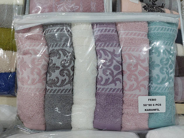 Махрові рушники Febo cotton Karanfil Turkey 6 шт., фото 1