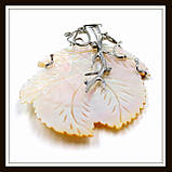 Кулон Лист із натурального перламутру зі стразами, фото 2