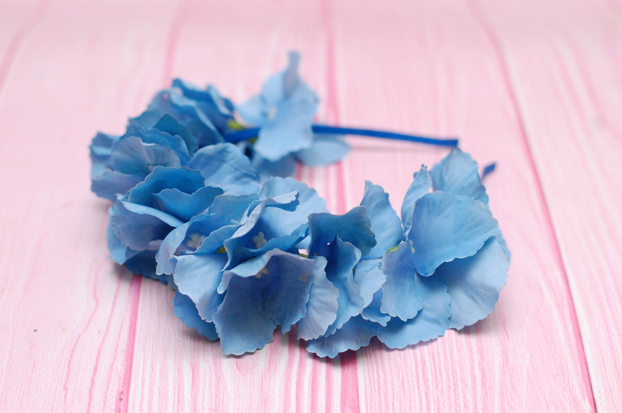 Обруч на голову / ободок для волосся Блакитна гортензія 293, фото 1