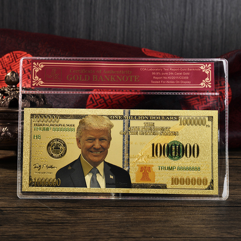 Пам'ятна банкнота Трампа з золотої фольги (1000000 доларів США), фото 1
