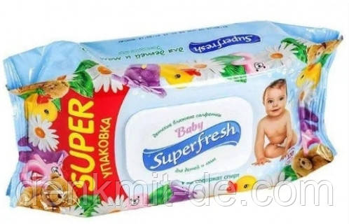 Серветки вологі Superfresh з клапаном, 120 шт.