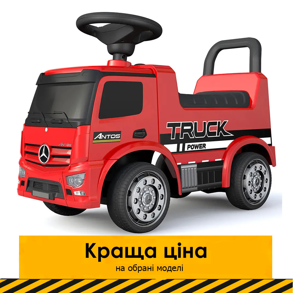 Дитяча каталка-толокар Mercedes (машинка, музика, на батарейці) Вантажівка Bambi 656-3 Червоний