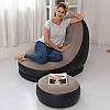 Надувний диван з пуфом Air Sofa Comfort Надувне велюрове крісло з пуфиком (116х98х83 см і 62х62х31см), фото 6