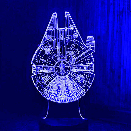 Акриловий світильник-нічник Тисячолітній Сокіл (Millennium Falcon) синій tty-n000722, фото 2