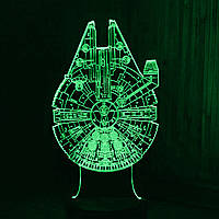 Акриловый светильник-ночник Тысячелетний Сокол (Millennium Falcon) зеленый tty-n000723