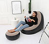 Надувний диван з пуфом Air Sofa Comfort Надувне велюрове крісло з пуфиком (116х98х83 см і 62х62х31см), фото 4