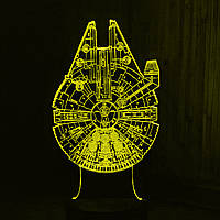 Акриловый светильник-ночник Тысячелетний Сокол (Millennium Falcon) желтый tty-n000725