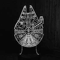 Акриловый светильник-ночник Тысячелетний Сокол (Millennium Falcon) белый tty-n000726