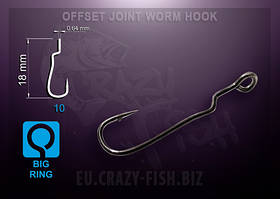 Одинарний гачок Crazy Fish Offset Joint Worm Hook