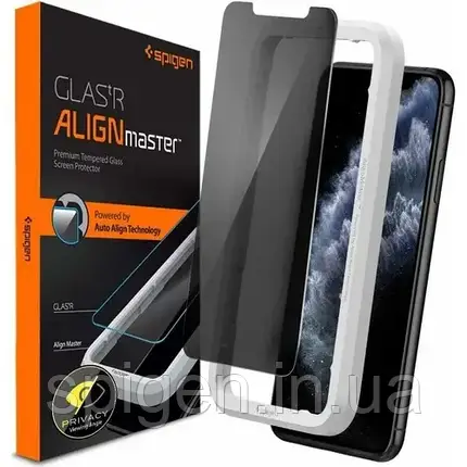 Захисне скло Spigen для iPhone 11 (1 шт.) — (Антишпіон) Privacy, Align, фото 1