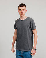 Чоловіча однотонна футболка, темно-сірого кольору (меланж)