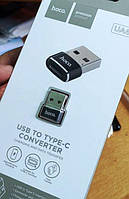 Переходник адаптер Hoco UA6 USB to Type-C, адаптер "Hoco UA6" - USB 3.0, отг тайп си для флешки телефона