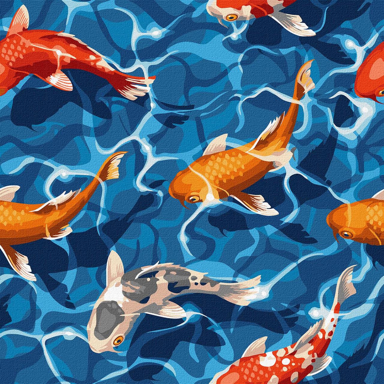 Картина за номерами Японські коропи, розмір 40х40 см