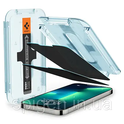 Захисне скло Spigen для iPhone 13 Pro Max EZ FIT GLAS.tR Privacy (2 шт.), фото 1