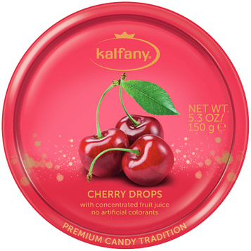 Льодяники в банку Kalfany Cherry Candies вишня 150гр, (10 шт/ящ)