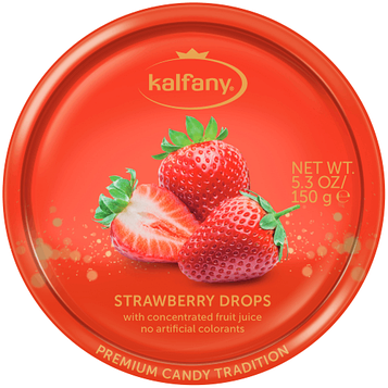 Льодяники в банку Kalfany Strawberry Candies полуниця 150гр, (10 шт/ящ)