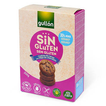 Печиво Gullon Sin Gluten Cookies de Cacao без глютену 200гр, (12 шт/ящ)