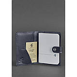 Кожана обкладинка для паспорта 3.0 темно-синя, фото 2