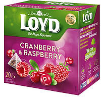 Фруктовый чай Loyd Cranberry & Raspberry клюква и малина 40гр (20 пирамидок), (10шт/ящ)