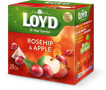 Фруктовий чай Loyd Rosehip & Apple шипшина-яблуко 40гр (20 пірамідок), (10шт/ящ)
