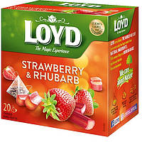 Фруктовый чай Loyd Strawberry & Rhubarb клубника-ревень 40гр (20 пирамидок), (10шт/ящ)