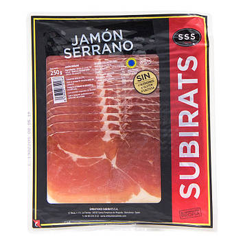 Хамон нарізка Subirats Jamon Serrano 250гр, (12шт/ящ)