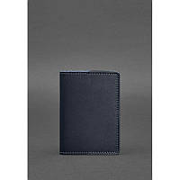 Кожана обкладинка для паспорта 1.3 темно-синя