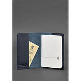 Кожана обкладинка для паспорта 1.3 темно-синя, фото 2