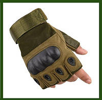 Тактичні рукавиці без пальців кольором оливи
