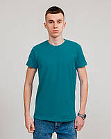 Мужская однотонная футболка, темно-бирюзового цвета