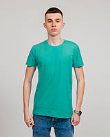 Мужская однотонная футболка, бирюзового цвета