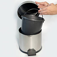 Відро для сміття побутове з педаллю компактне 3 літри з нержавіючої сталі 22см, діаметр 21 див., фото 2