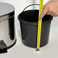 Відро для сміття побутове з педаллю компактне 3 літри з нержавіючої сталі 22см, діаметр 21 див., фото 5