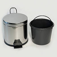 Відро для сміття побутове з педаллю компактне 3 літри з нержавіючої сталі 22см, діаметр 21 див., фото 3