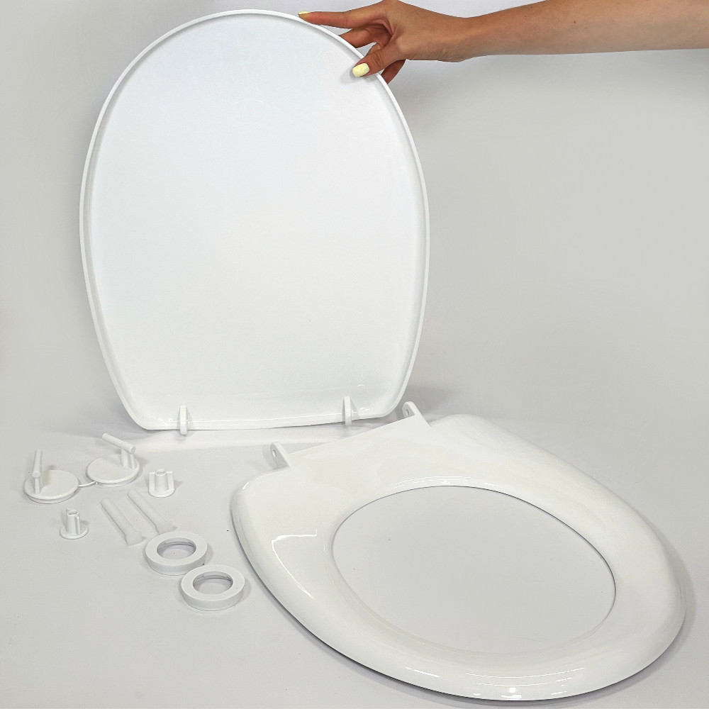 Сидіння для унітазу з термопласту з кришкою Akdeniz 0300, Овальне міцне і тверде сидіння для унітазу, фото 1