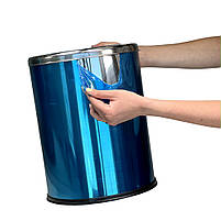 Відро для сміття кругле з кришкою з неіржавкої сталі 5 літрів, 24 см, діаметр 21 см., фото 2