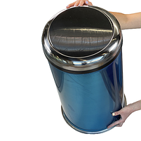 Кругле відро для сміття з рухомою кришкою з нержавіючої сталі побутове 32 літри, фото 3