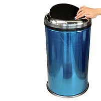 Кругле відро для сміття з рухомою кришкою з нержавіючої сталі побутове 32 літри, фото 4