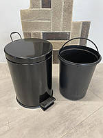 Відро для сміття з педаллю з неіржавкої сталі 5 літрів 26 см, діаметр 21 см чорного кольору, фото 9