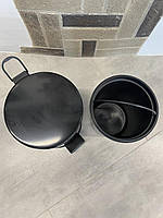 Відро для сміття з педаллю з неіржавкої сталі 5 літрів 26 см, діаметр 21 см чорного кольору, фото 10