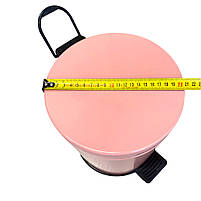 Відро для сміття з педаллю кругле 12 літрів з нержавіючої сталі рожеве 35см, діаметр 25см, фото 5