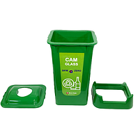 Контейнер для сортування сміття з кришкою прямокутний 70 літрів (Зелений), фото 2