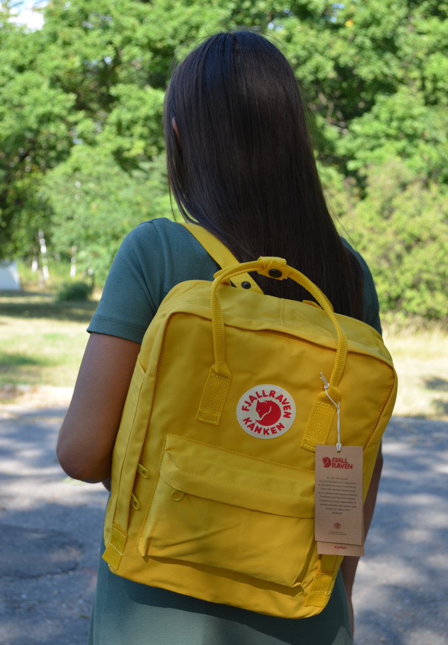 Рюкзаки Fjallraven Kanken на 16 літрів жовті. Рюкзак Канкен жовтий 16 л. Якісні рюкзаки шкільні, фото 1