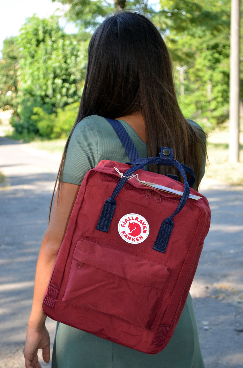 Шкільні рюкзаки бордові Kanken Classic Burgundy. Молодіжний рюкзак до школи на 16 літрів Канкен бордовий, фото 1