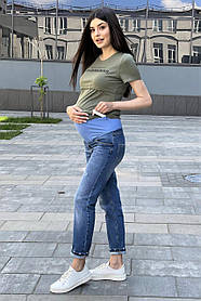 Джинси з потертостями для вагітних, високий пояс, розмір L