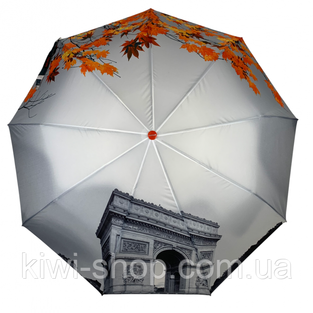 Парасолька Top Rain напівавтомат на 9 спиць із ТРІУМФАЛЬНА АРКА ПАРИЖ, парасолька із системою антивітер, парасолька від дощу жіночки